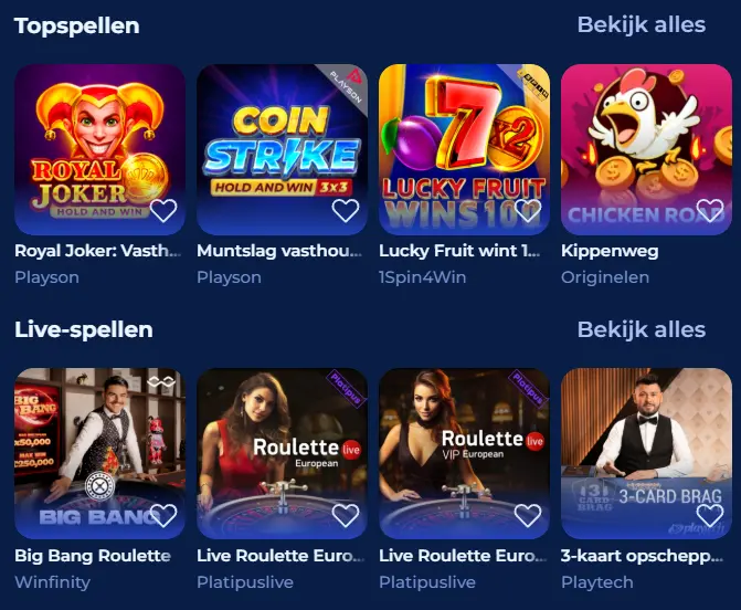 CarloSpin Casino Netherlands Spelletjes